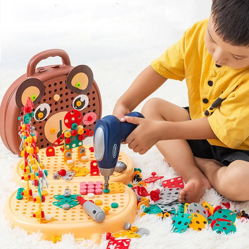 Kit di attrezzi Toybuild – Set creativo di attrezzi con mini trapano per piccoli costruttori
