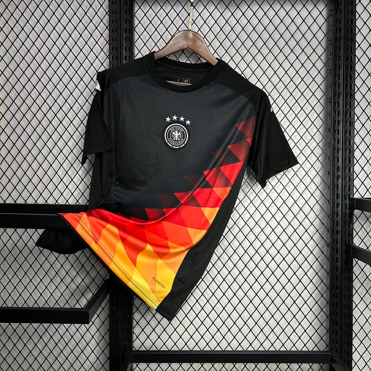 2024 Duitsland Euro Voorwedstrijd Trainingsshirt - Zwart Oranje