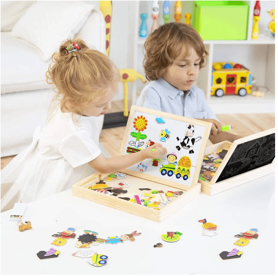 Toydraw Duo – Lavagna da Disegno Magnetica e con Gesso Doppia Faccia per Bambini – Apprendimento e Gioco Creativi