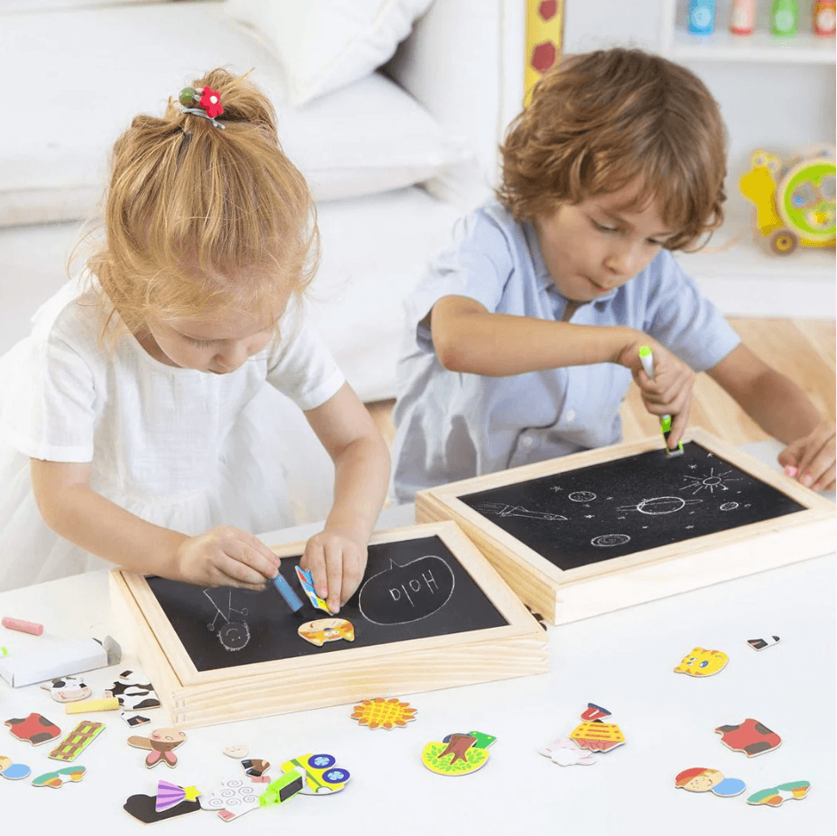 Toydraw Duo – Lavagna da Disegno Magnetica e con Gesso Doppia Faccia per Bambini – Apprendimento e Gioco Creativi