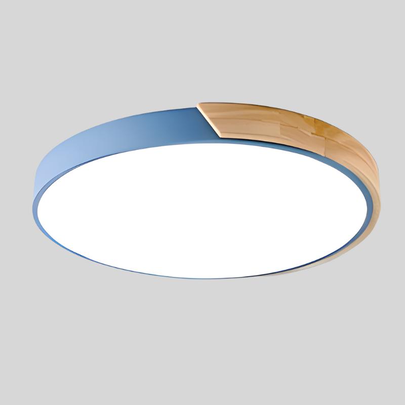 Plafonnier bois LED moderne à montage affleurant
