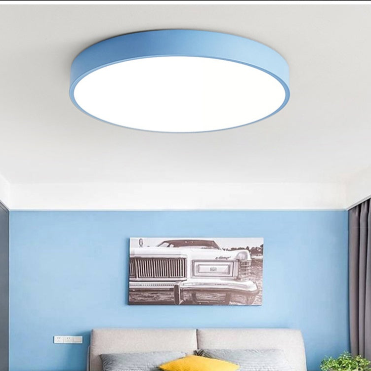 Plafonnier bois LED moderne à montage affleurant