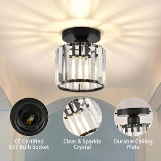 Minimalist Black Flush Mount Ceiling Light for Hallways & Small Spaces
