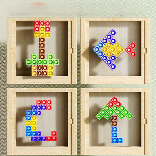 Ecoblock Tetris Board – Gioco di Puzzle in Legno per Bambini e Adulti – Divertimento Sostenibile per l'Allenamento Cerebrale
