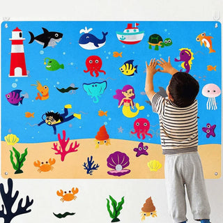 Toywild Felt Board – Creative Animal Learning Set For Kids With 50 Stickers
