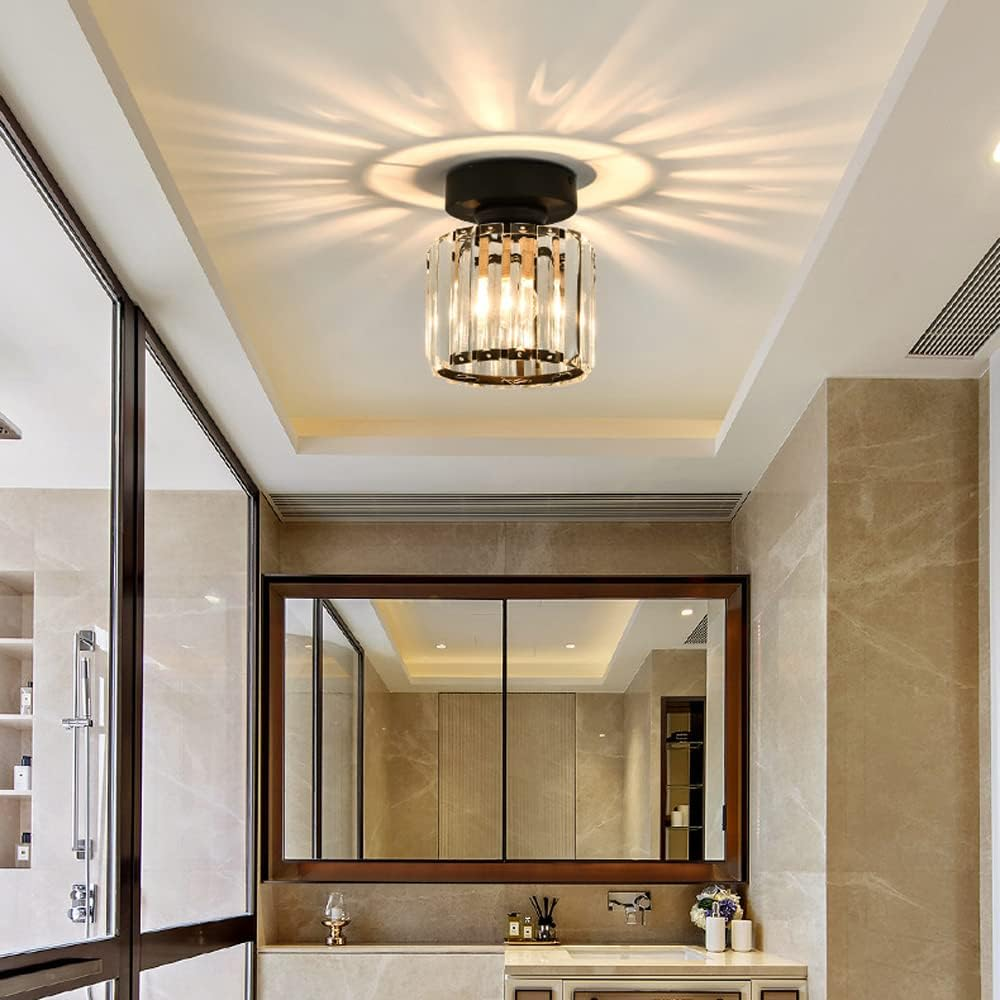 Minimalist Black Flush Mount Ceiling Light for Hallways & Small Spaces