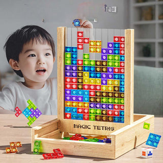 Ecoblock Tetris Board – Gioco di Puzzle in Legno per Bambini e Adulti – Divertimento Sostenibile per l'Allenamento Cerebrale