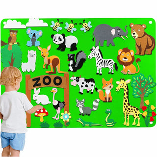 Toywild Felt Board – Creative Animal Learning Set For Kids With 50 Stickers
