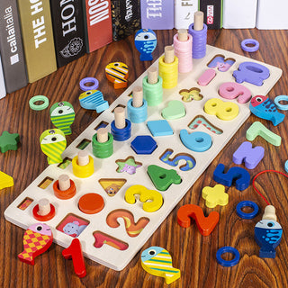 Toymind Board – Montessori Wooden Learning Board For Kids – Numbers, Letters & Shapes