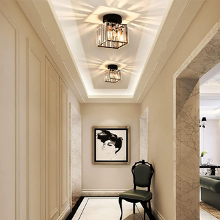 Minimalist Black Flush Mount Ceiling Light for Hallways & Small Spaces