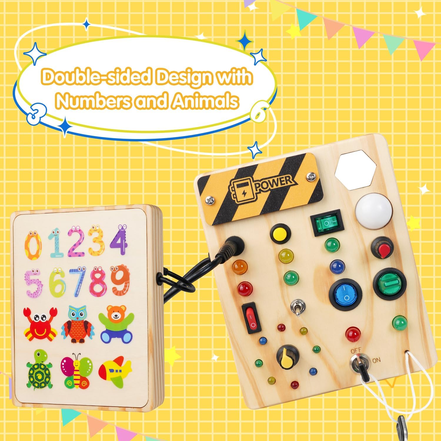Toybright Board – Interactive Wooden Toy With Lights And Switches For Toddlers