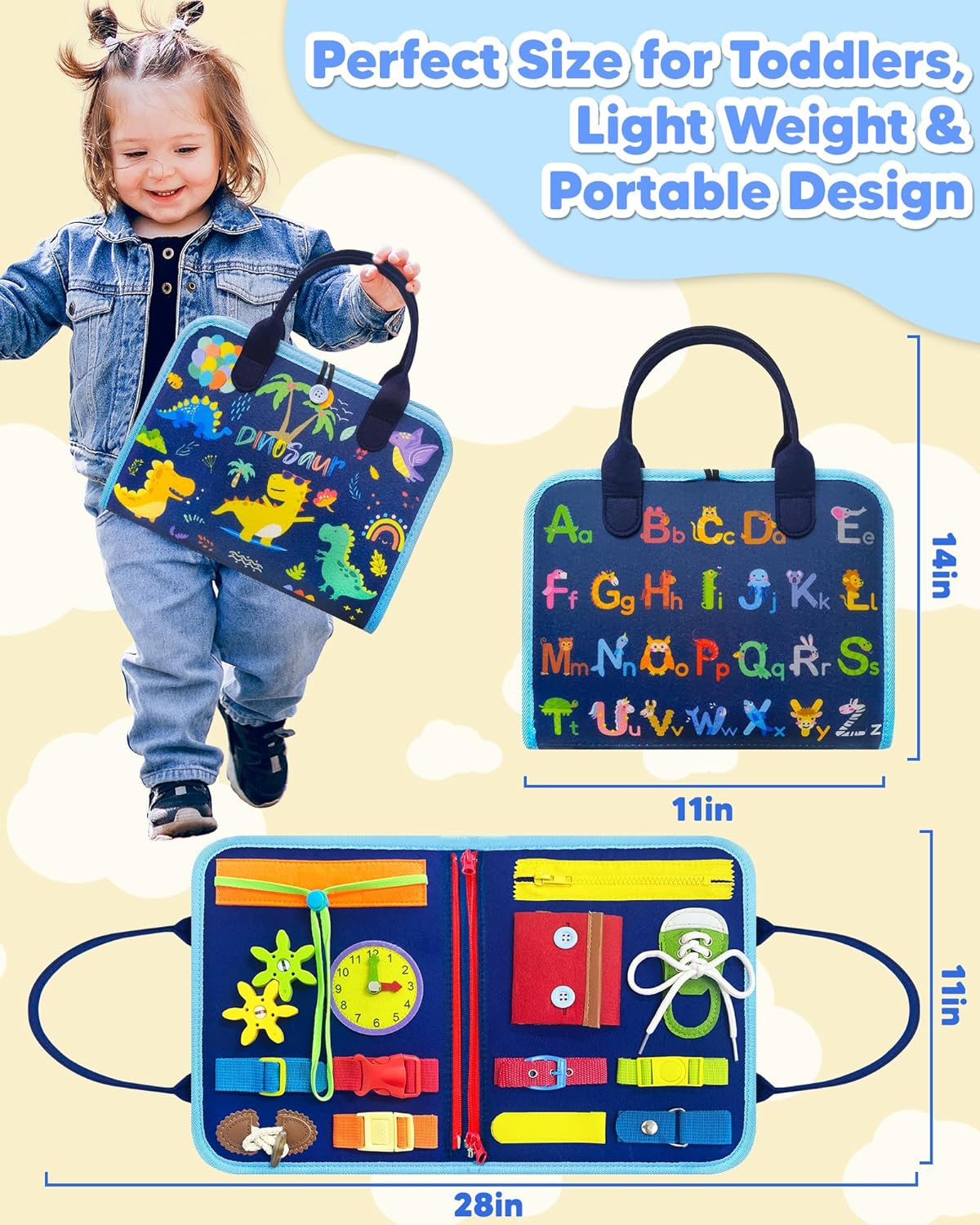 Toyzip Activity Board – Montessori Busy Board For Babies With 8 Interactive Learning Sides