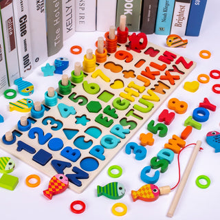 Toymind Board – Montessori Wooden Learning Board For Kids – Numbers, Letters & Shapes