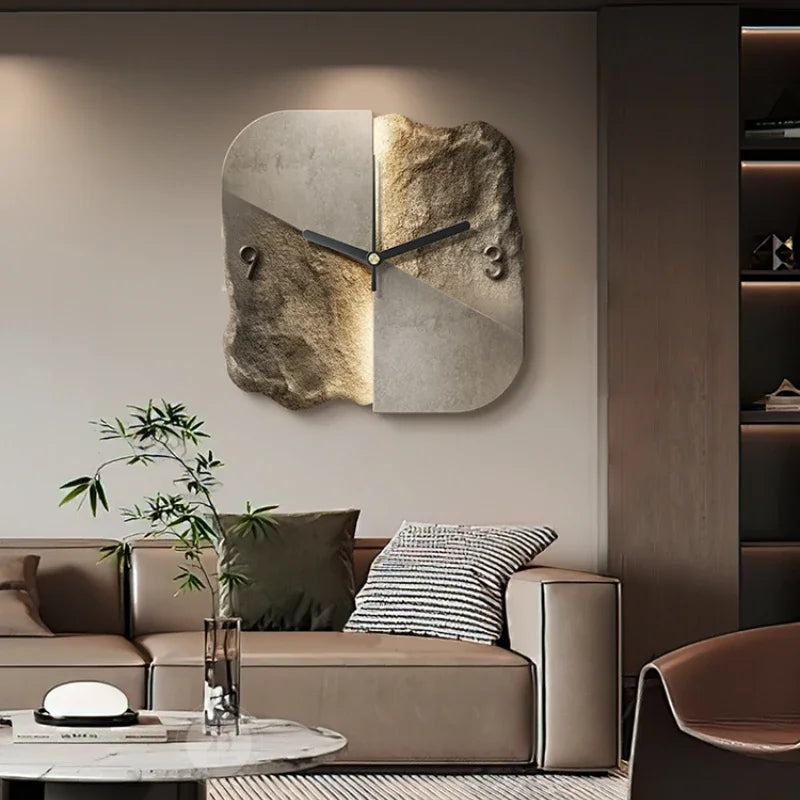 Wall Clock Modern Sandstone 3D Quartz Silent