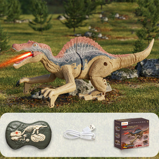 Toyroar RC Dino: Dinosaurio a control remoto con luz, sonido y efectos de niebla. Diversión realista al caminar y rugir.