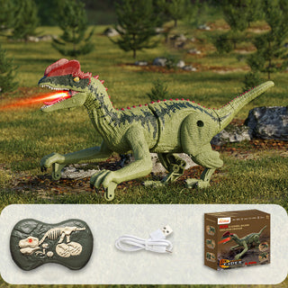 Toyroar RC Dino: Dinosaurio a control remoto con luz, sonido y efectos de niebla. Diversión realista al caminar y rugir.