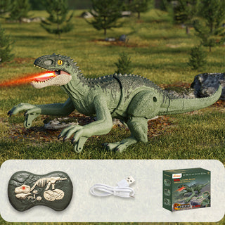 Toyroar RC Dino: Dinosaurio a control remoto con luz, sonido y efectos de niebla. Diversión realista al caminar y rugir.