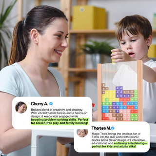 Ecoblock Tetris Board – Gioco di Puzzle in Legno per Bambini e Adulti – Divertimento Sostenibile per l'Allenamento Cerebrale