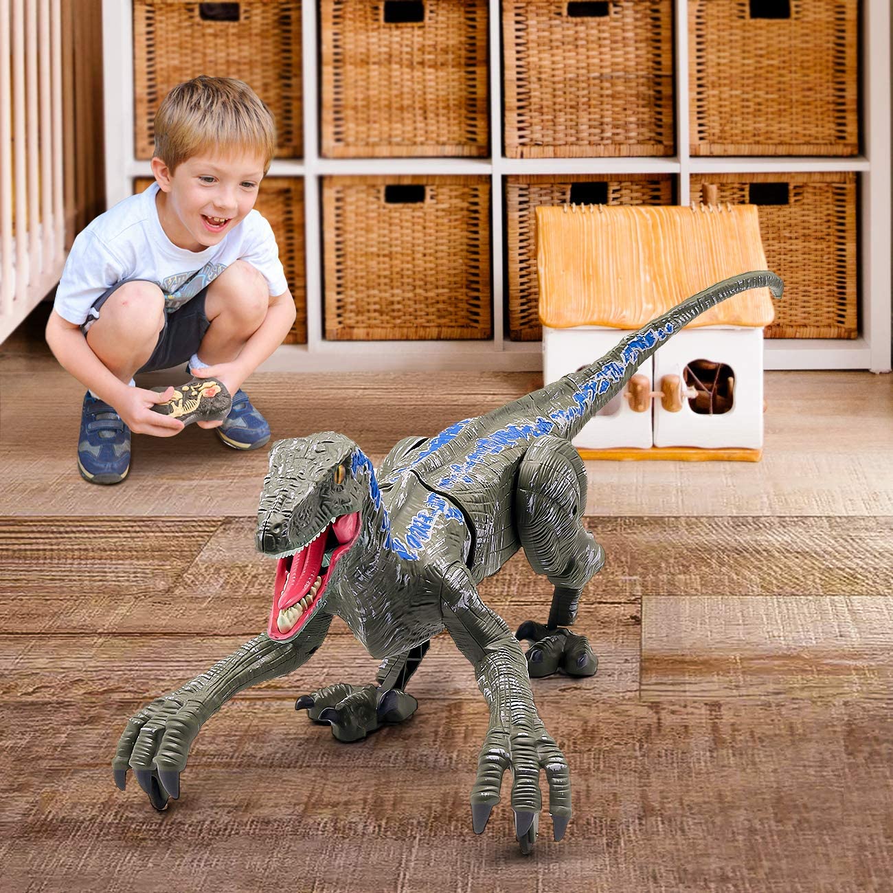 Dinorex – Movable Velociraptor With Light & Sound For Dino Adventures